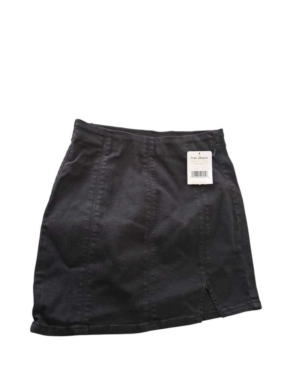 Free People Black Denim Mini Skirt XS Y2K Boho Festival High Waist Stretch